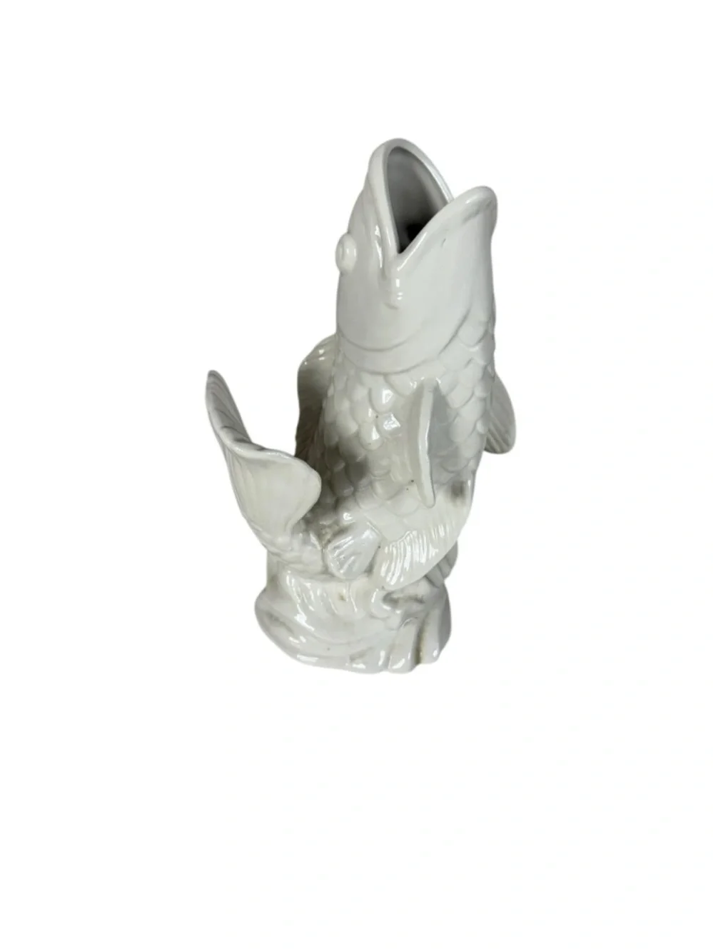 White Ceramic Fish Vase - Elegant Home Accent